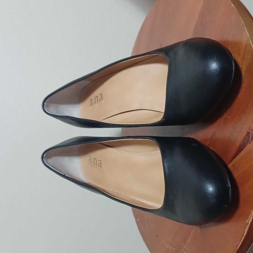 A.N.A Black Wedge Heels size 10M 3in. HEEL